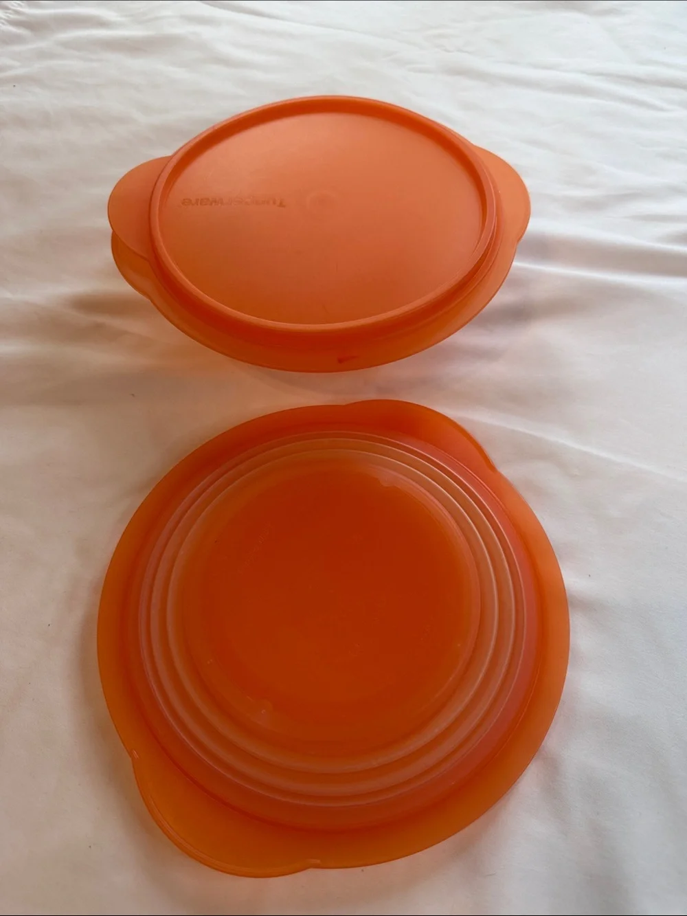 Orange Tupperware flat out bowls  set of 2